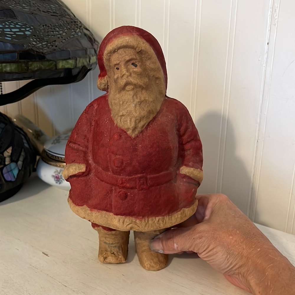 RARE Antique paper pulp Santa 1920’s 9.5” tall
